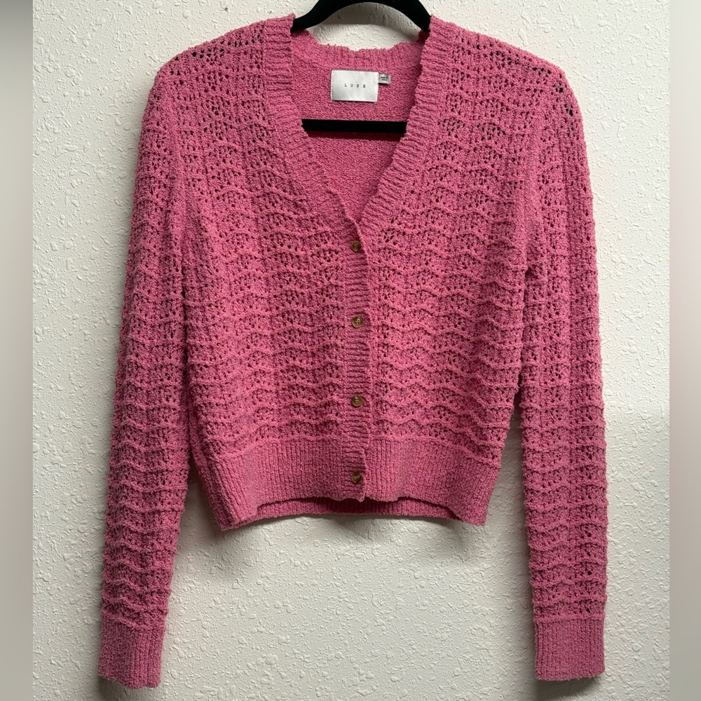 Lush Pink Knit Cardigan